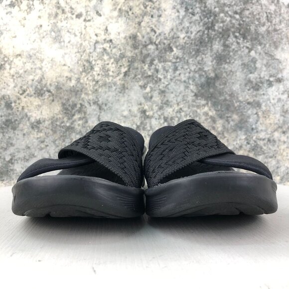 BZees Women's Size 8.5M Sundance Black Fabric Open Toe Slip On Wedge Sandals - Picture 2 of 14